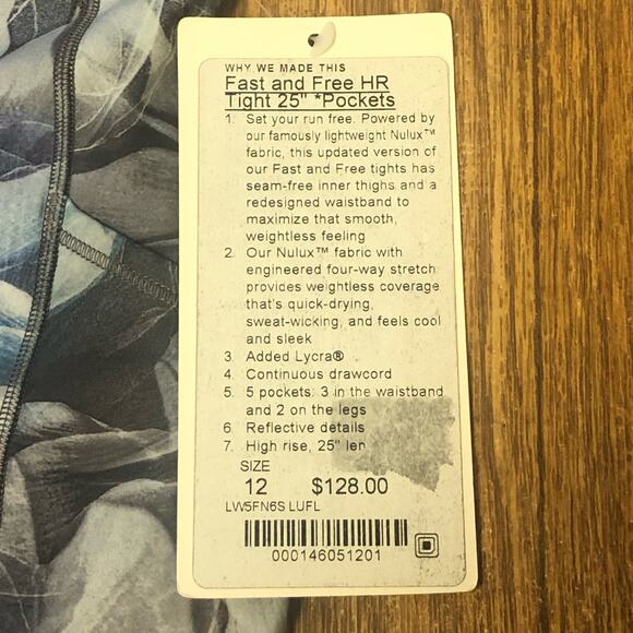 Lululemon Fast and Free High-Rise Tight 25” with Pockets in LUFL Size 12 - Picture 14 of 15